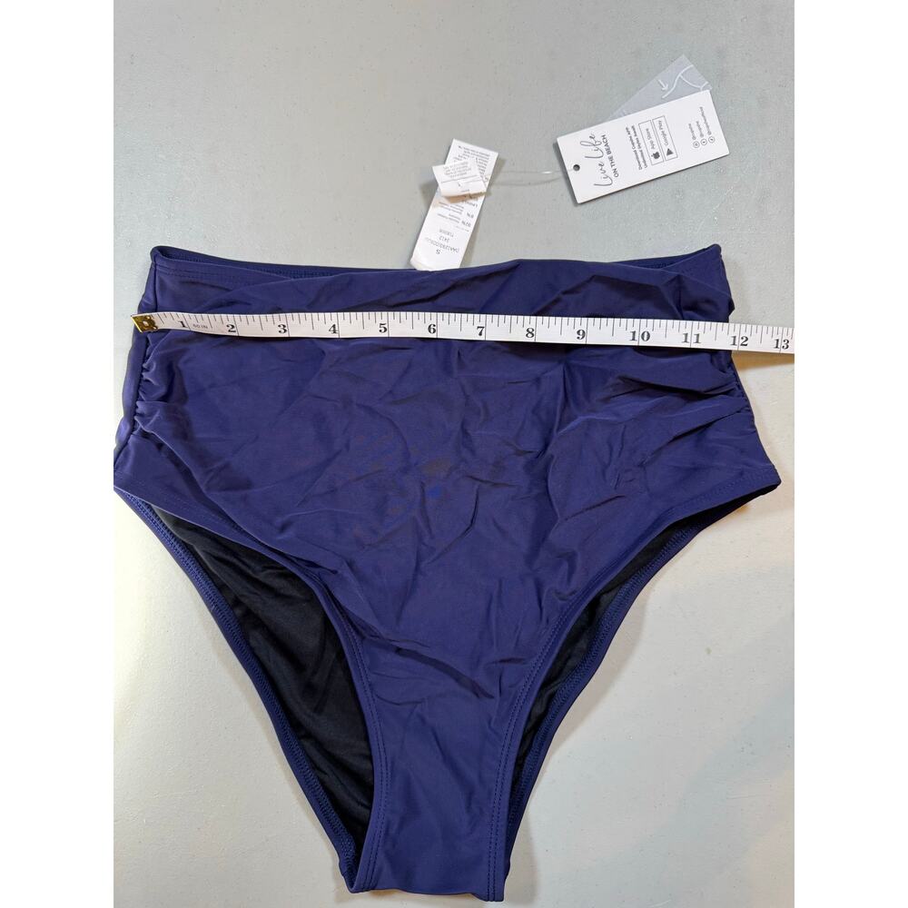 NWT Cupshe Navy High Waisted Bikini Bottoms Size Small - Picture 3 of 6